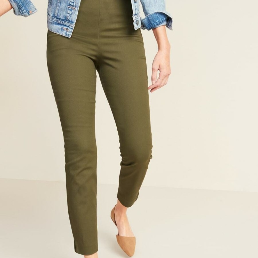 High-Waisted Twill Super Skinny Ankle Pants